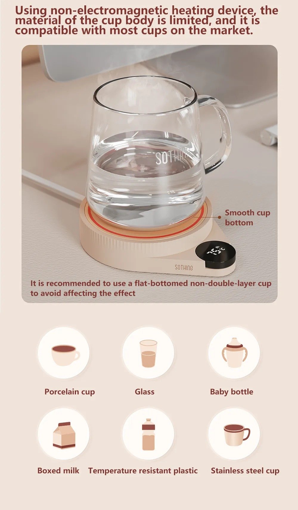 Xiaomi Sothing Heating Coaster Adjustable Temperature Digital Display Electric Hot Plate 3 Gear Heating Pad 2
