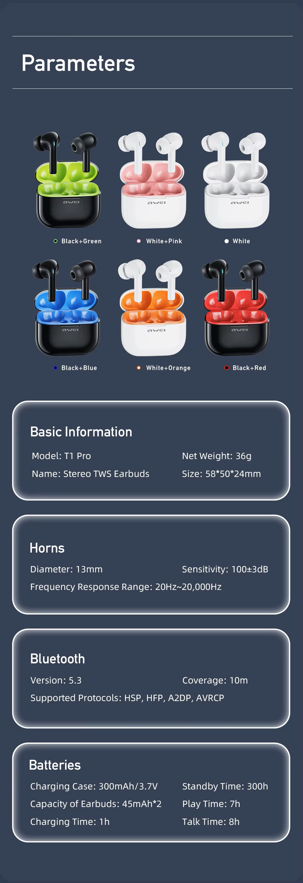 Awei T1 Pro True Wireless Earbuds 1