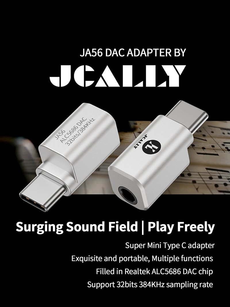 JCALLY JA56 Audio Adapter Type C Male to 3.5mm Female Audio Jack Earphone Connector Hi res Sound DAC Converter 1