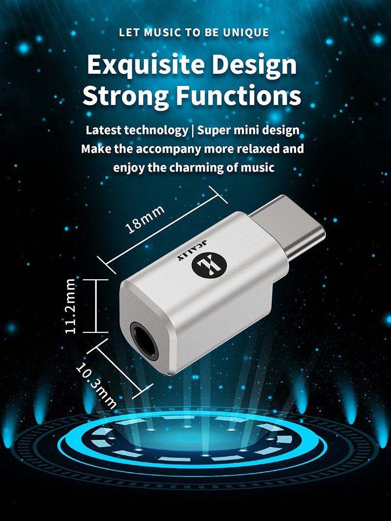 JCALLY JA56 Audio Adapter Type C Male to 3.5mm Female Audio Jack Earphone Connector Hi res Sound DAC Converter 2