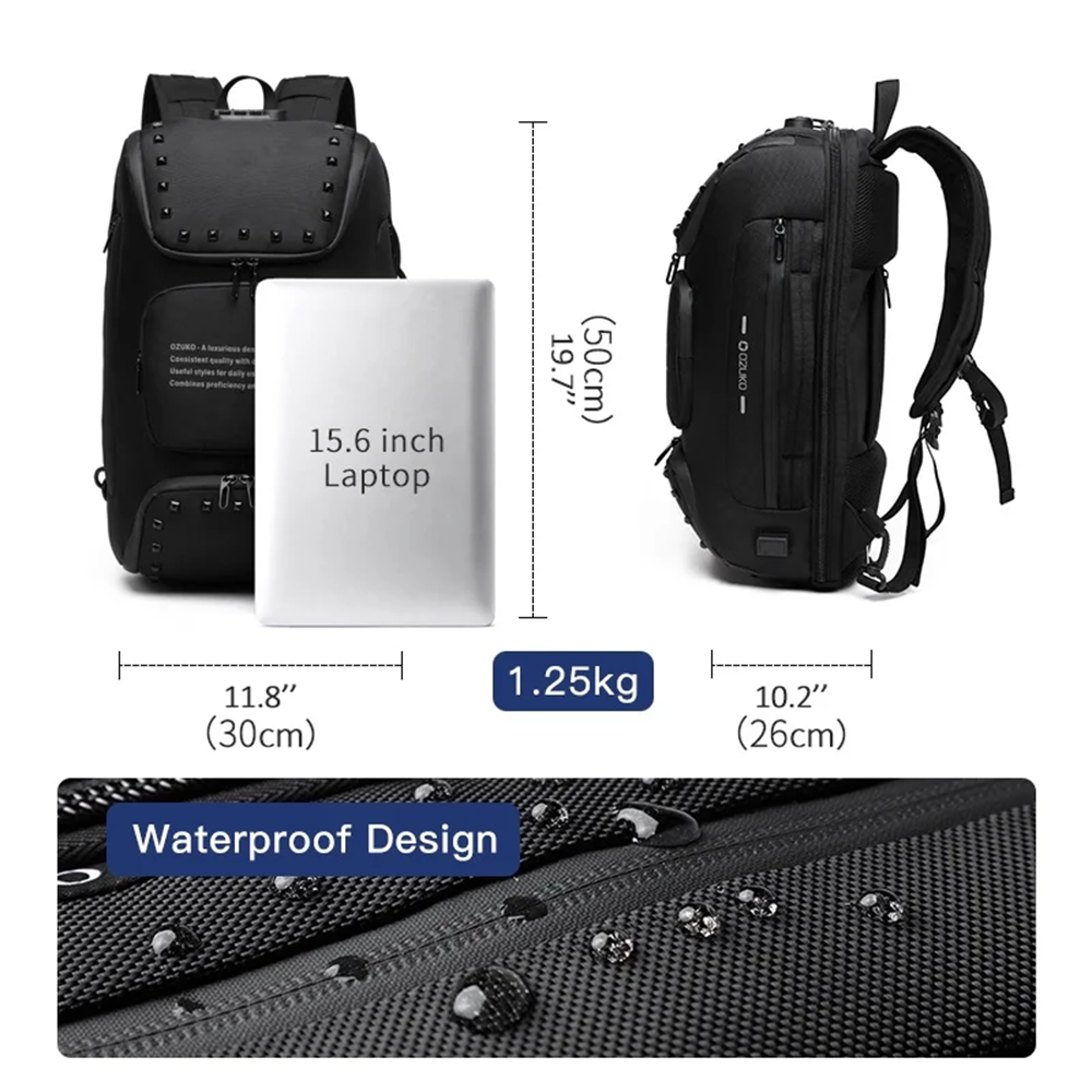 Ozuko 9284 Multifunctional Capacity Waterproof Anti-Theft Laptop Backpack 2 Ozuko 9284 Multifunctional Capacity Waterproof Anti Theft Laptop Backpack 2