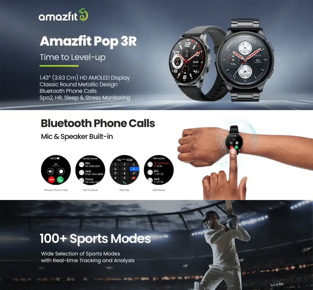 Amazfit Pop 3R Smart WatchBluetooth Calling 1
