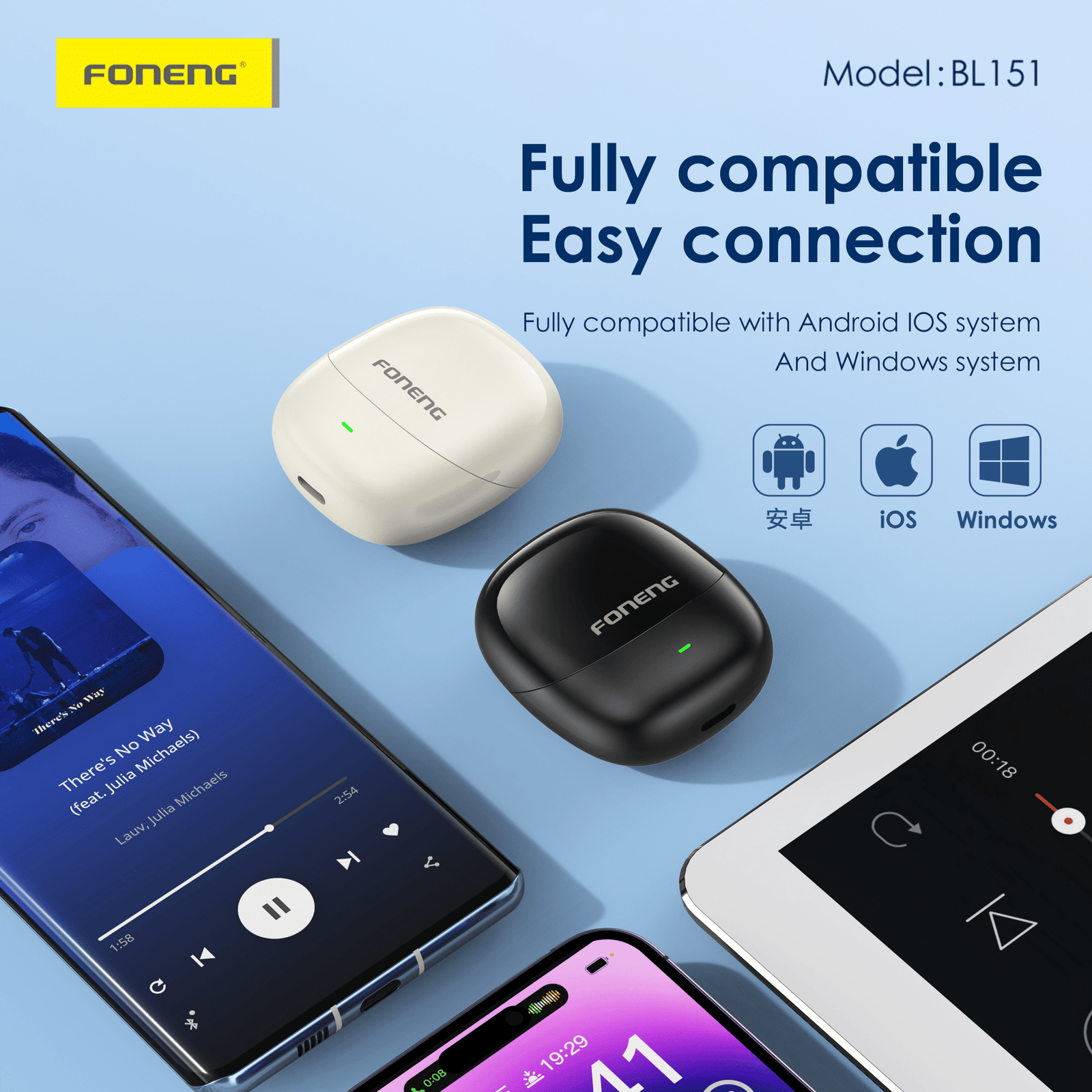 FONENG BL151 Half In Ear TWS Earbuds 1