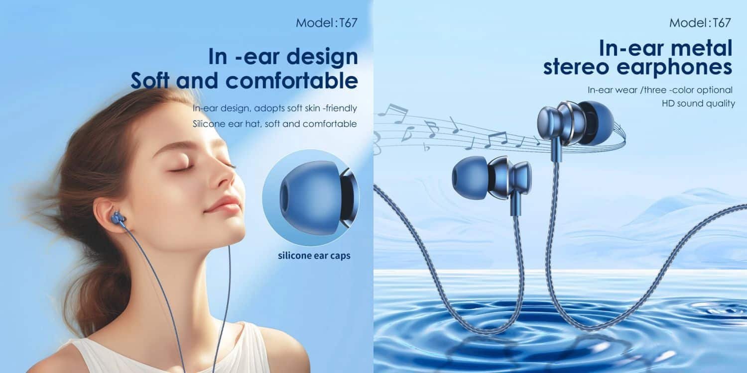 FONENG T67 In Ear Metal Wired 3.5mm Earphone with Mic