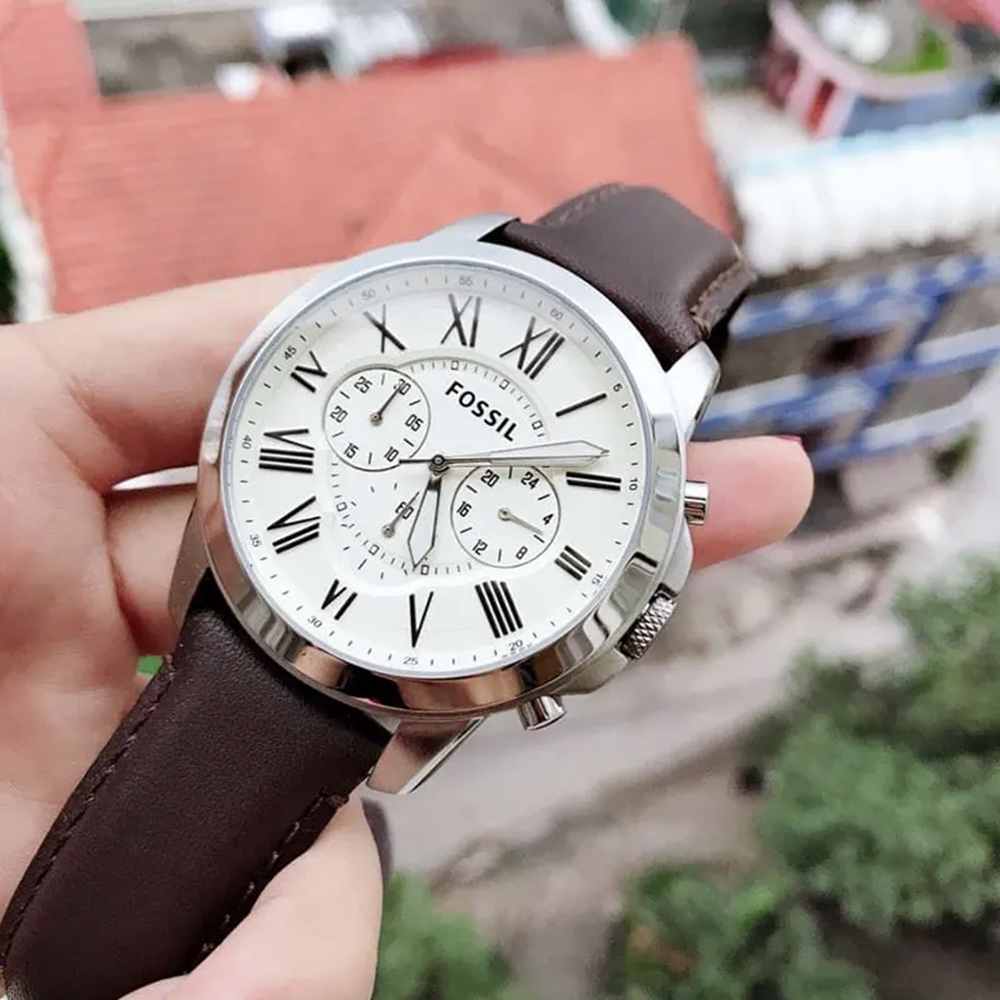 FOSSIL FS4735 Grant Chronograph Brown Leather Watch 1