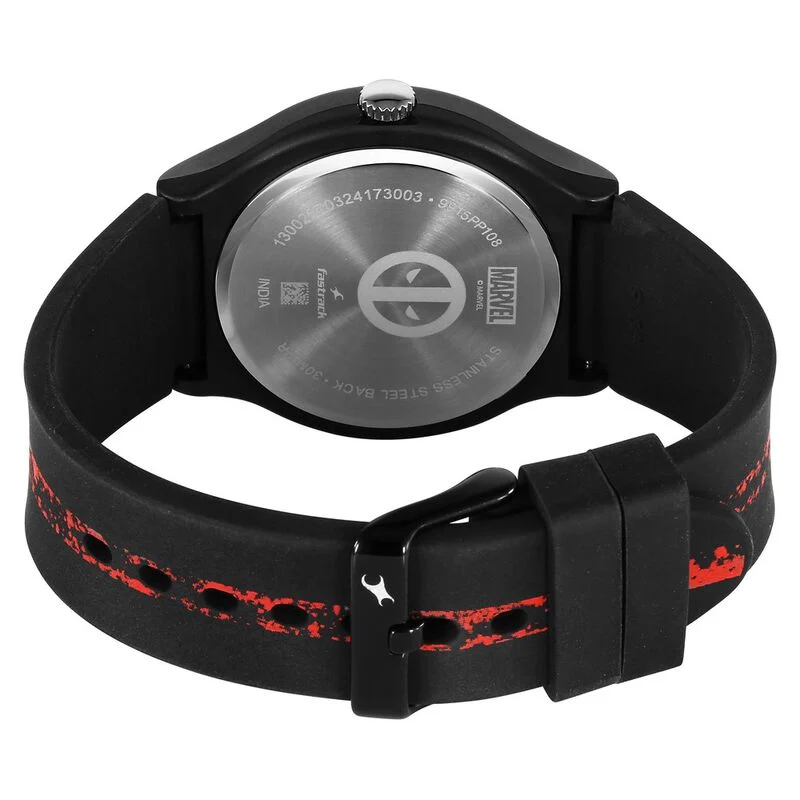 Fastrack Deadpool Wolverine Quartz Analog Black Dial With Black Silicone Strap Watch For Unisex 9915PP108 1