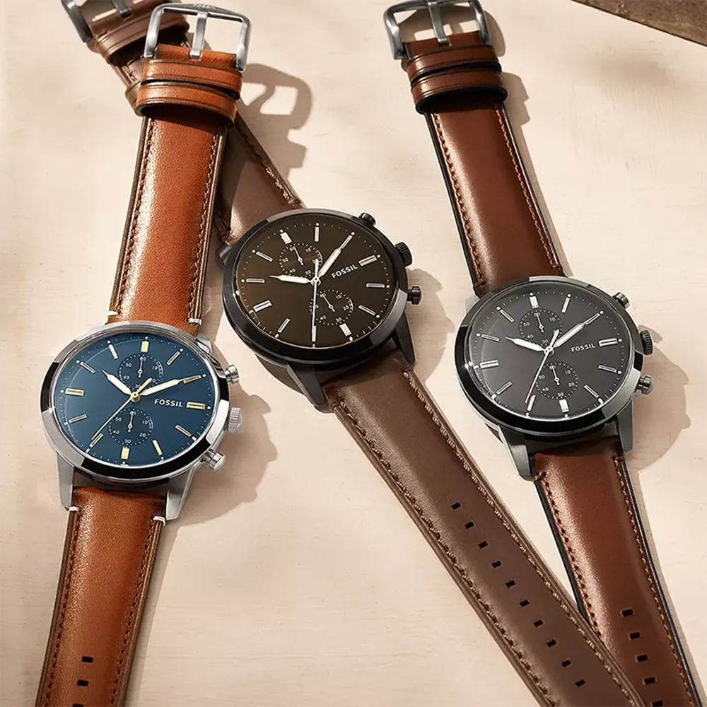 Fossil Townsman 44mm Chronograph Brown Leather Watch FS5437 1