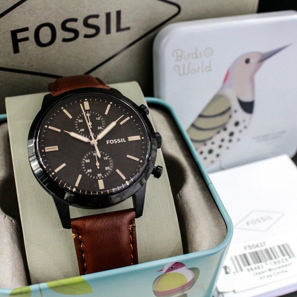 Fossil Townsman 44mm Chronograph Brown Leather Watch FS5437 2