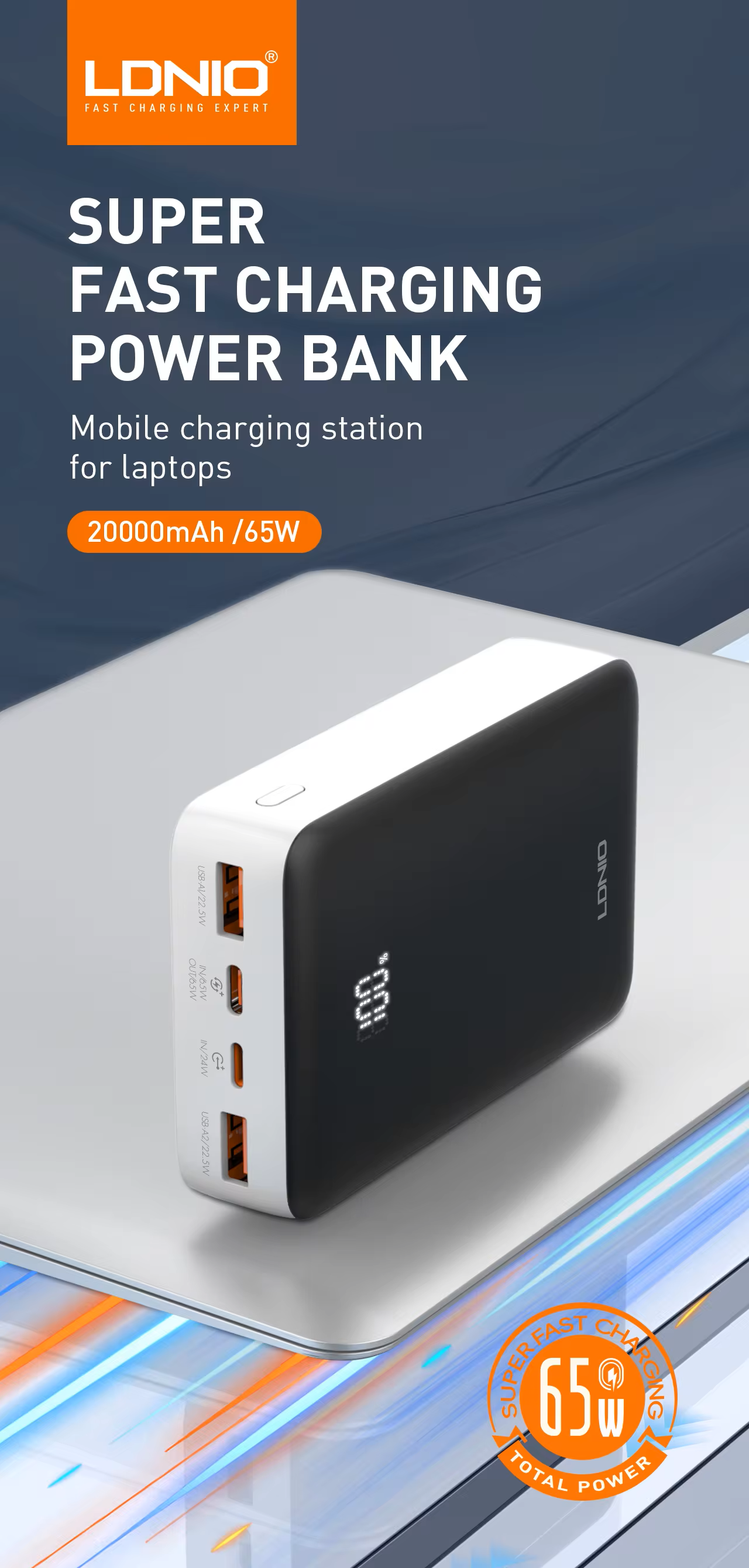 LDNIO PQ27 20000mAh 65W Fastcharging Power Bank 2