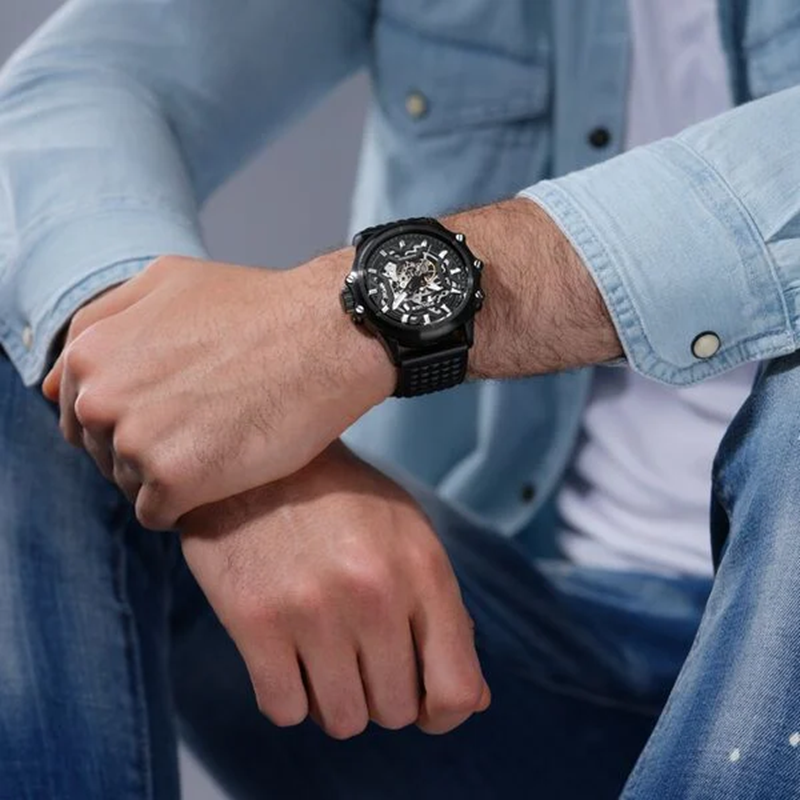 Police Mens Luang KL Rahul Edition Automatic Watch Textured Leather Strap Watch PLPEWGE1601801 2