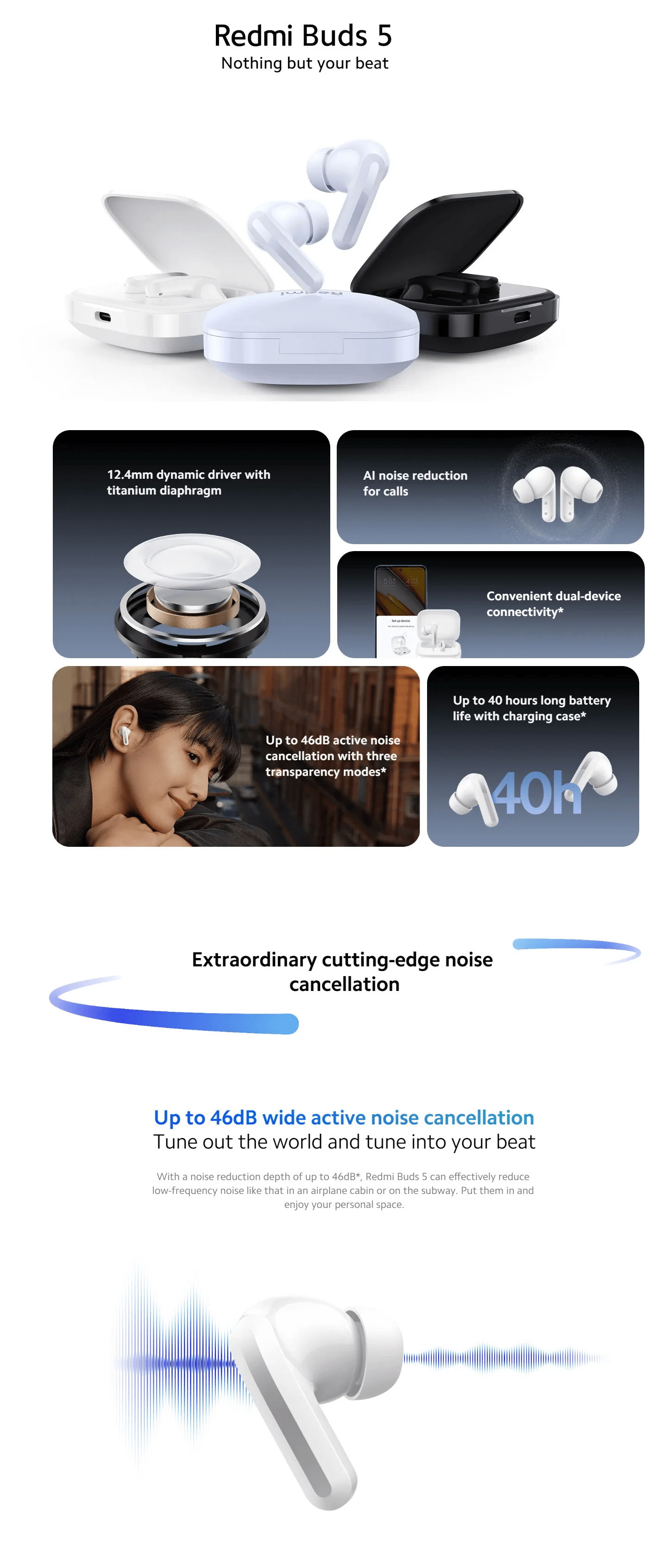 Xiaomi Redmi Buds 5 46dB ANC Earbuds 2