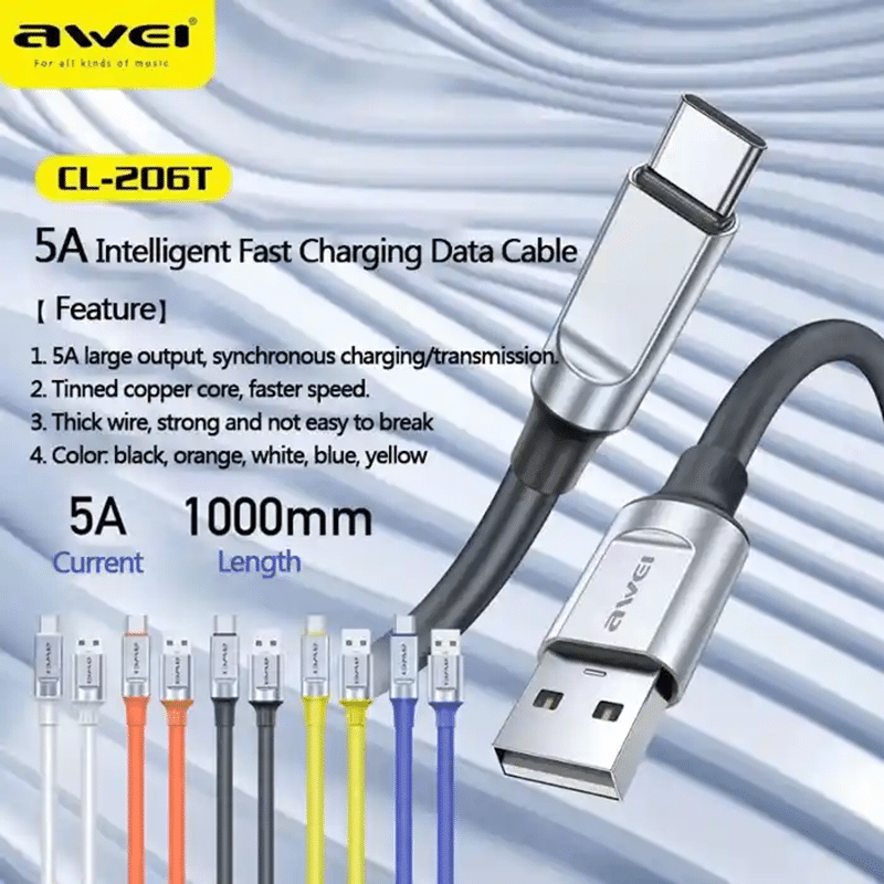 Awei CL 206T 1m Type C Intelligent Fast Charging Cable 1
