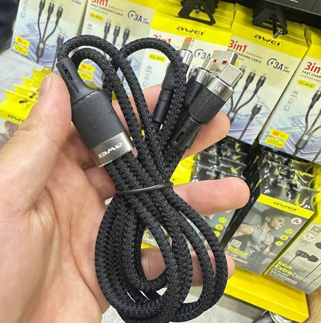 Awei CL 975 Fast Charging Data Cable 3 In 1 Type C Quick Charge 1