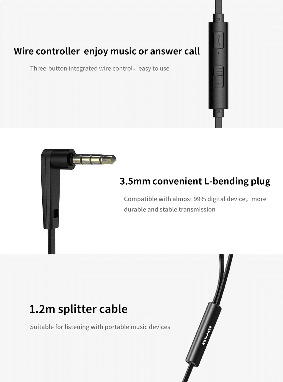 Awei Z1 In ear Dual Dynamic Earphones 2