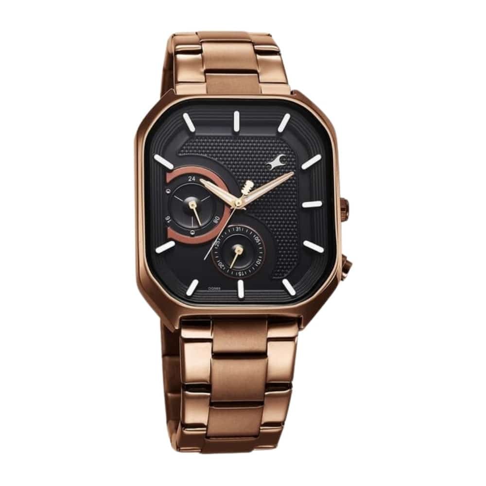 Fastrack Groove Multifunction Black Dial Metal Strap Guys Watch with Lume indices 3321QM02 2