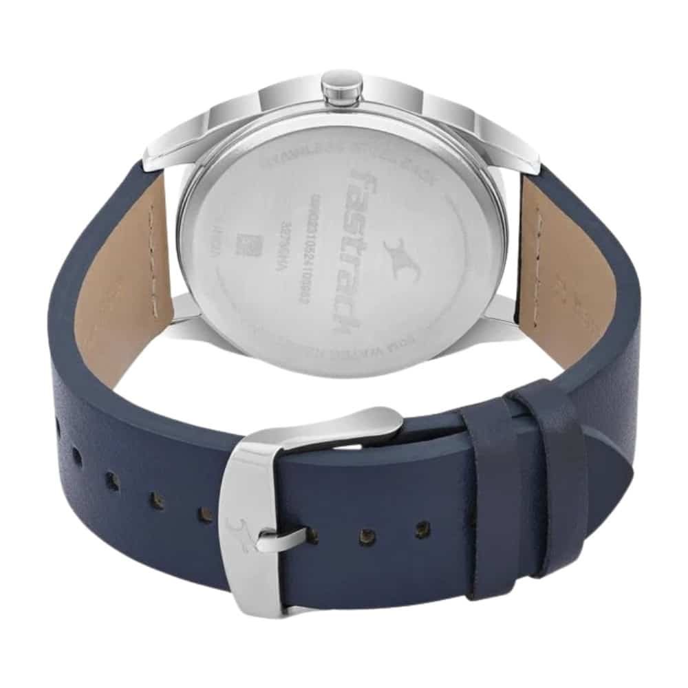 Fastrack MetaWe Quartz Analog Blue Dial Leather Strap Watch For Guys 3273SL03 1