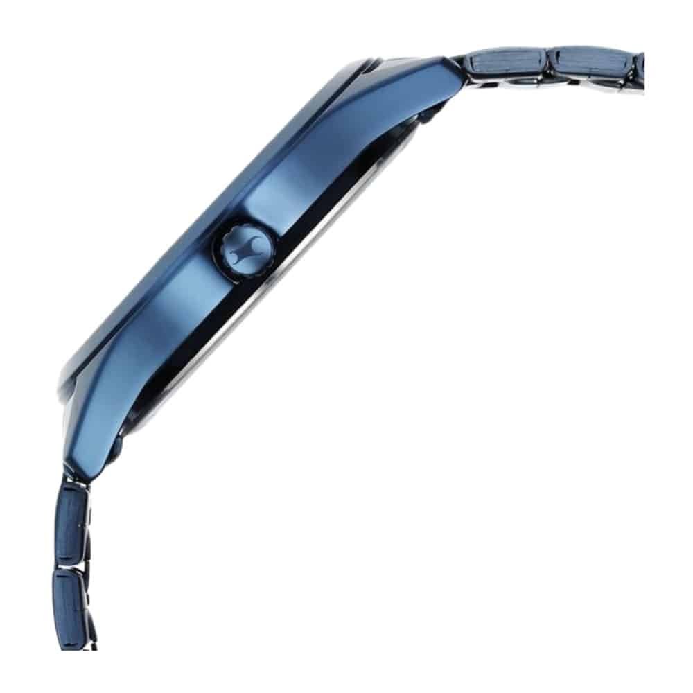 Fastrack Stunners Quartz Analog Blue Dial Blue Metal Strap Watch For Guys 3317QM01 3