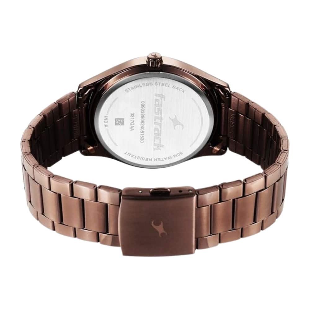 Fastrack Stunners Quartz Analog Brown Dial Brown Metal Strap Watch For Guys 3317QM02 4