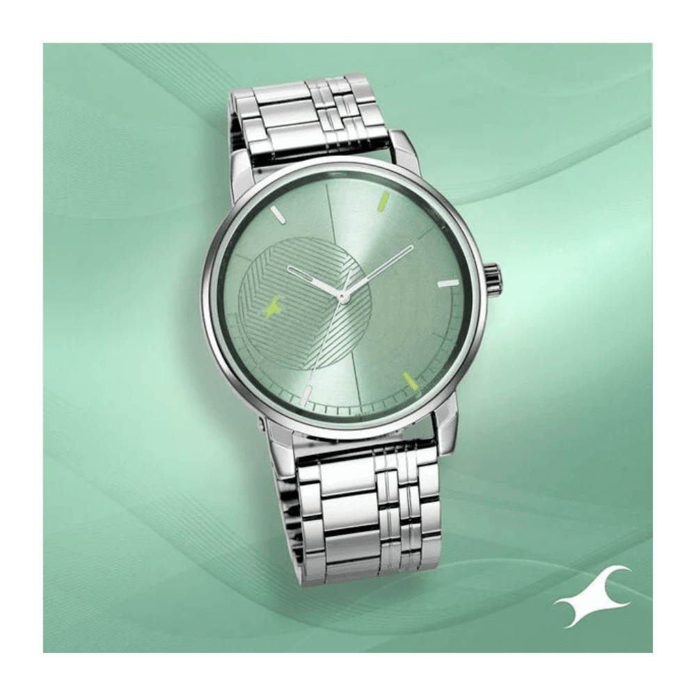 Fastrack Stunners Quartz Analog Green Dial Metal Strap Watch for Guys 3278SM01 1