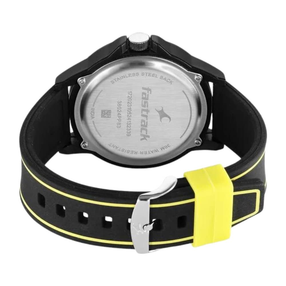 Fastrack Tees Urbanique Quartz Analog Black Dial Silicon Strap Watch For Guys 38024PP83W 3