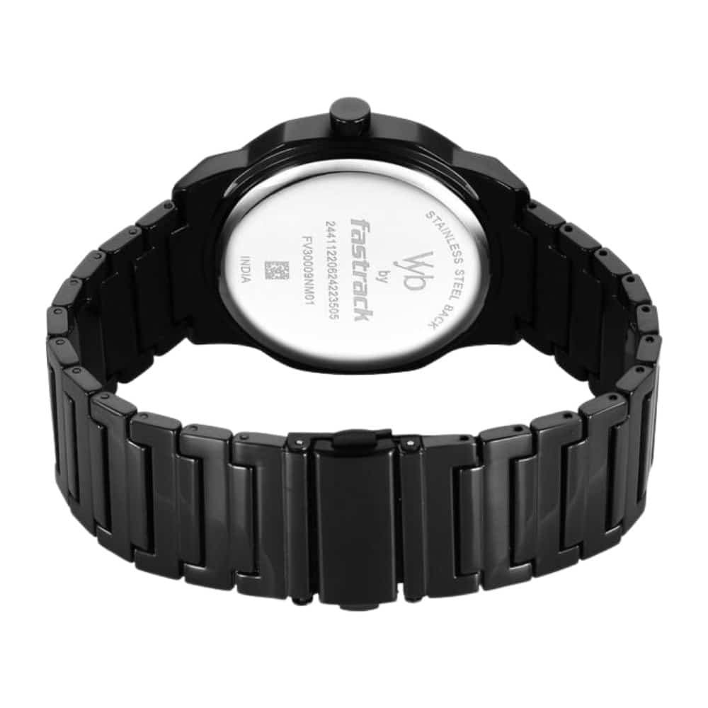 Fastrack Vyb Quest Quartz Analog Black Dial Black Metal Strap Watch For Guys FV30009NM01W 1