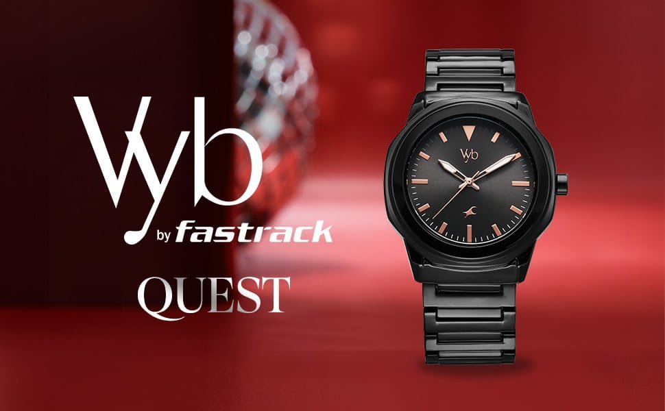 Fastrack Vyb Quest Quartz Analog Black Dial Black Metal Strap Watch For Guys FV30009NM01W