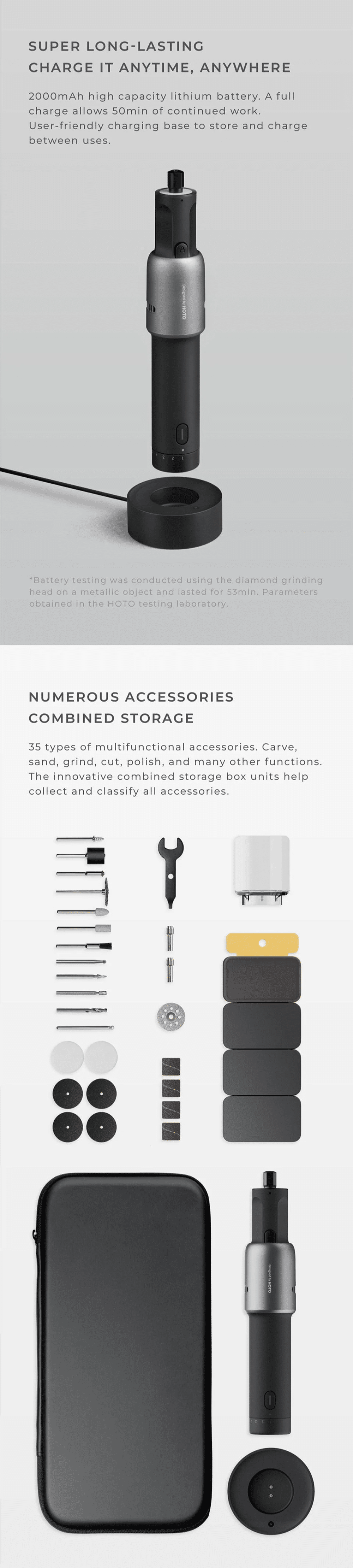 HOTO 35in1 Rotary Tool Kit Burnish Machine Polishing 3