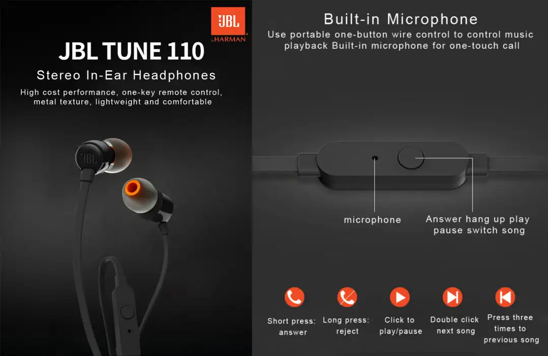 JBL TUNE 110 In Ear Headphones 2