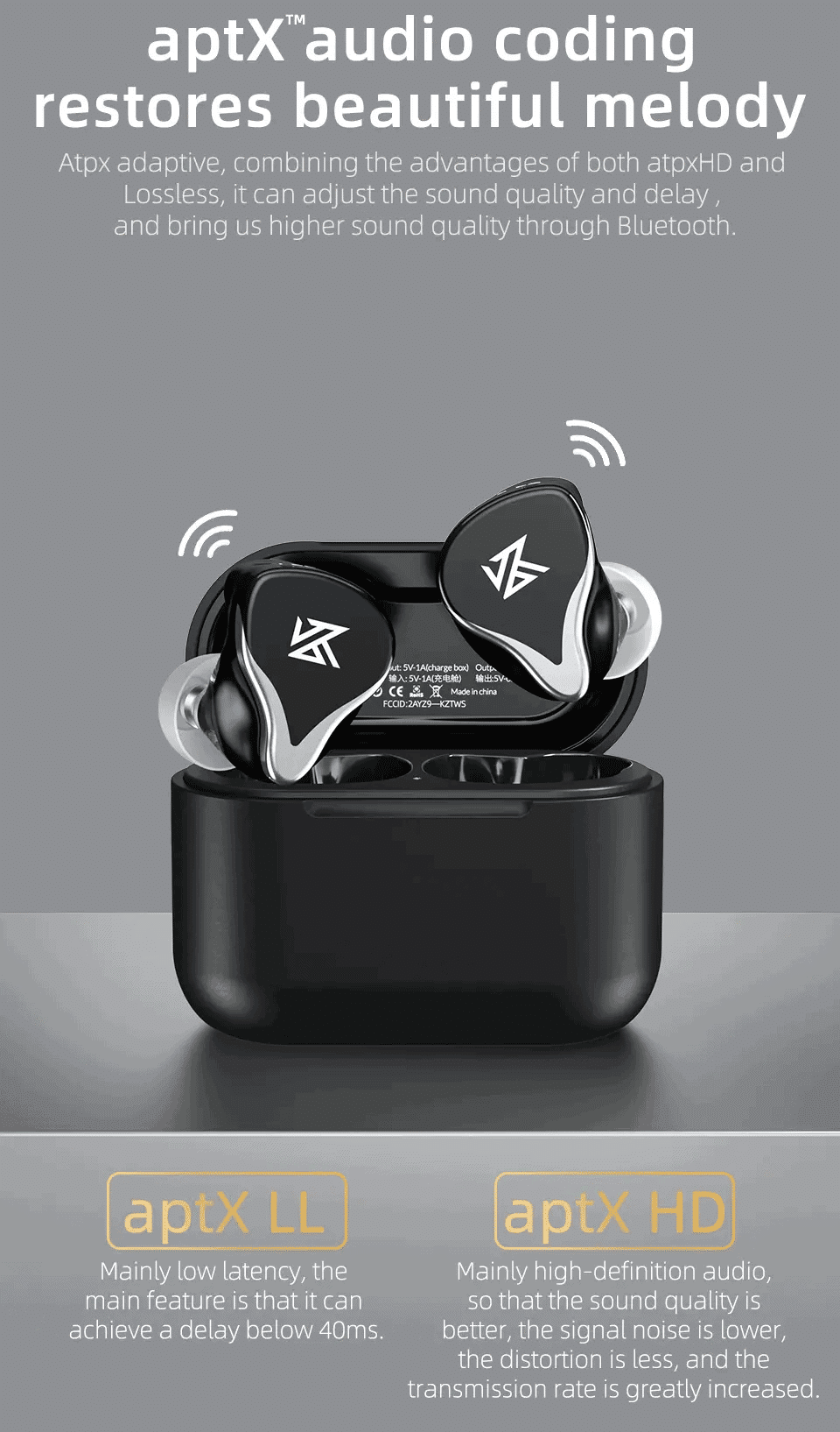 KZ Z3 1BA1DD TWS Bluetooth 5.2 QCC3040 Chip TWS 2