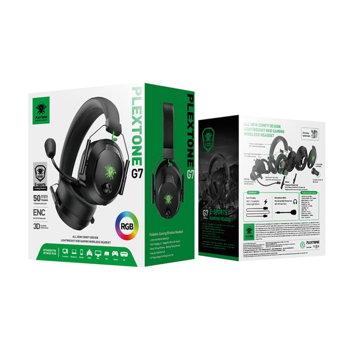 PLEXTONE G7 RGB 50mm Drivers ENC Gaming Headphones 5