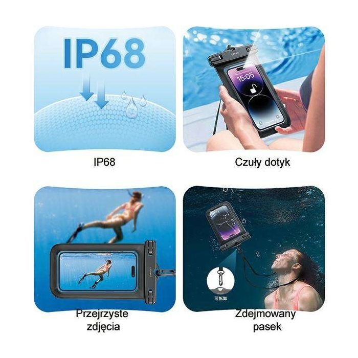 USAMS US YD012 6.7 inch Transparent Waterproof Swimming Mobile Phone Bag 3
