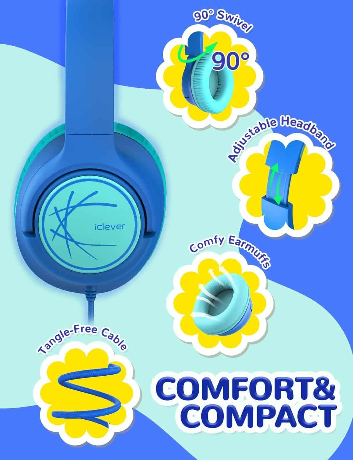 iClever H26 Kids Wired Headphone 1 1