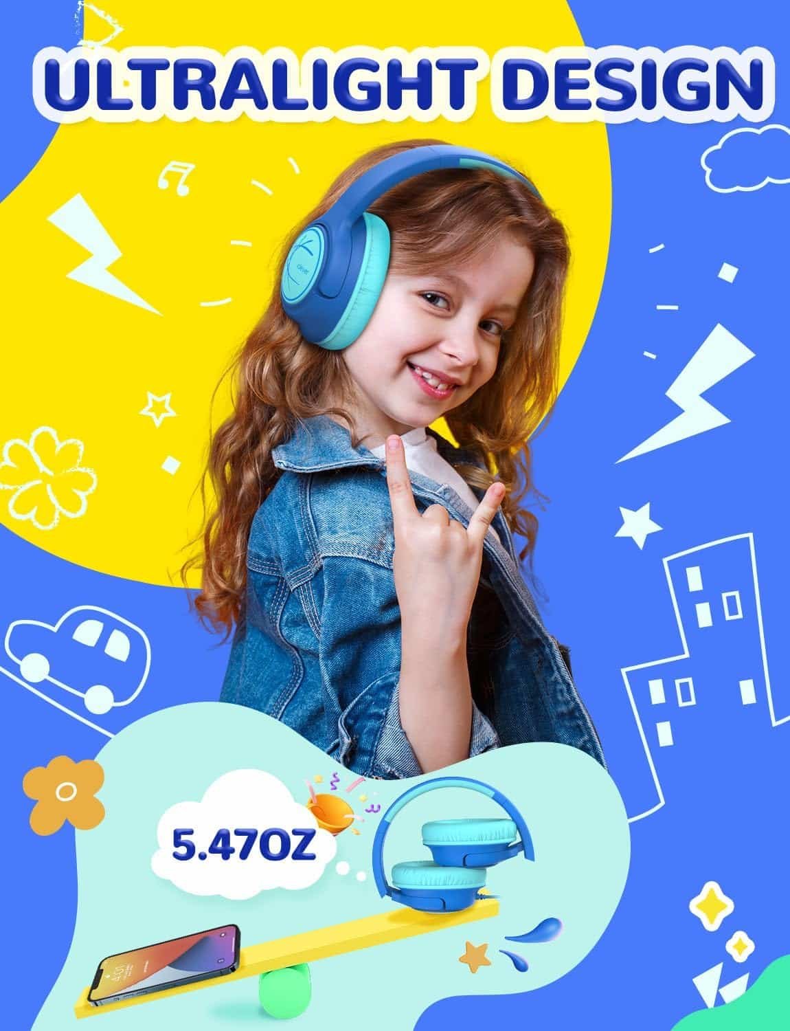 iClever H26 Kids Wired Headphone 10 1