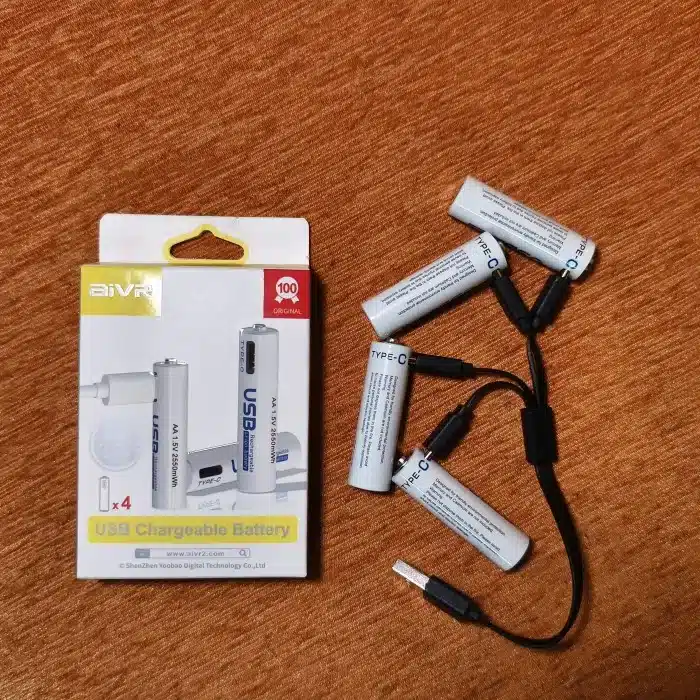 AiVR USB Rechargeable Type C Batteries AAA AA 4 pcs 2