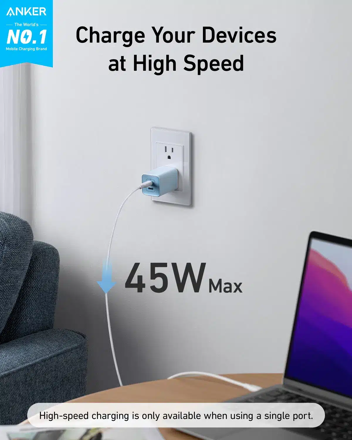 Anker 523 Nano 3 47W GaN2 USB C Charger 3