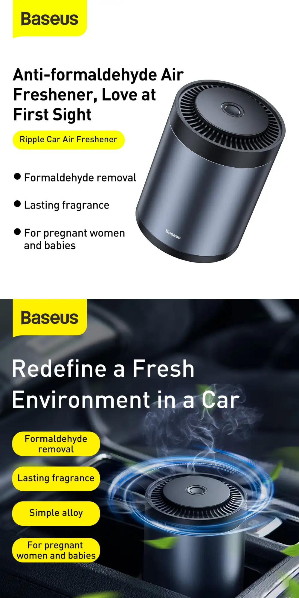 BASEUS Ripple Car Cup Holder with Air Freshener 2