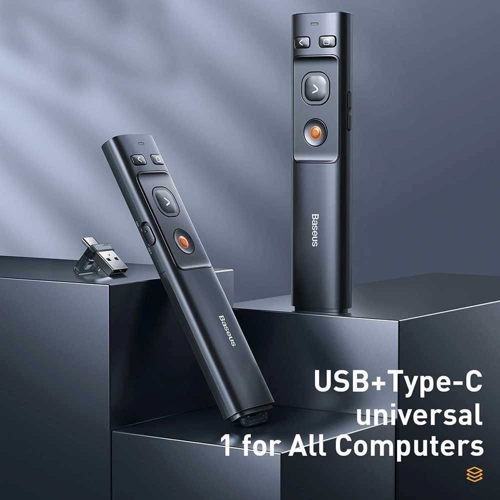 Baseus ACFYB 0G Orange Dot Wireless Presenter Red Laser Grey 4