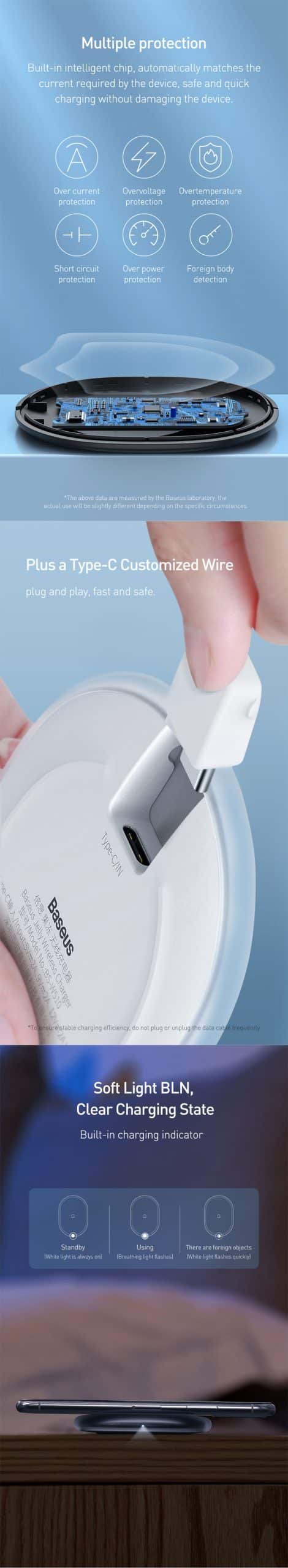 Baseus BS W510 Qi Inductive Wireless Charger Charging Pad 1 scaled