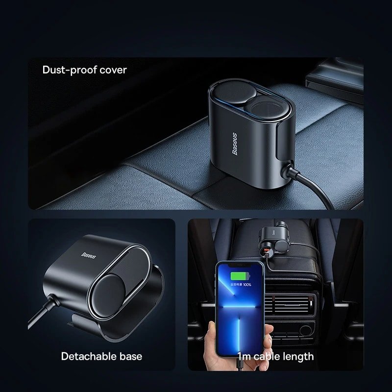 Baseus Car Charger High Efficiency Pro 1 for 2 Car Cigarette Lighter With 30W USB C USB A port 1