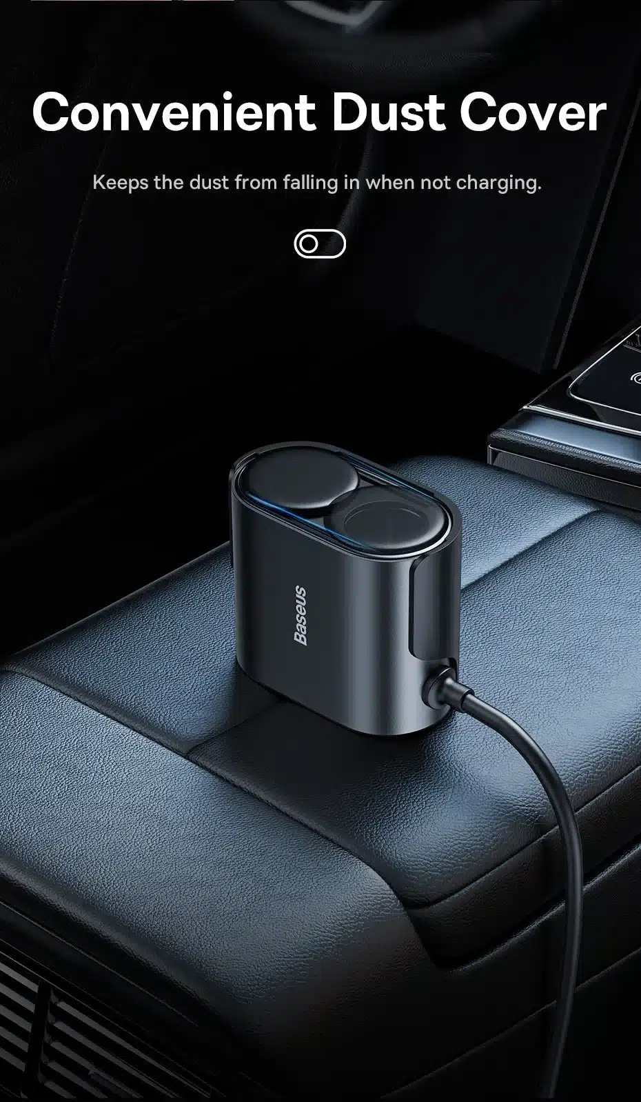 Baseus Car Charger High Efficiency Pro 1 for 2 Car Cigarette Lighter With 30W USB C USB A port 1