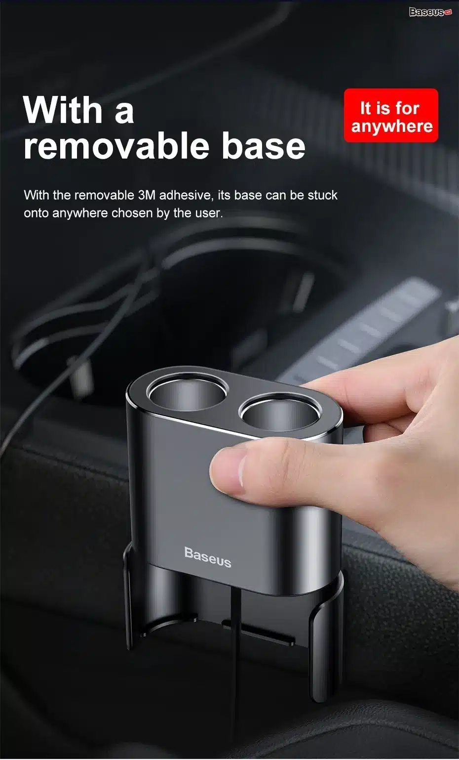 Baseus Car Charger Socket Splitter Cigarette Lighter 2 Ports Charging 3.1A Dual Usb Ports 80W Dual USB Cigarette Lighter 2