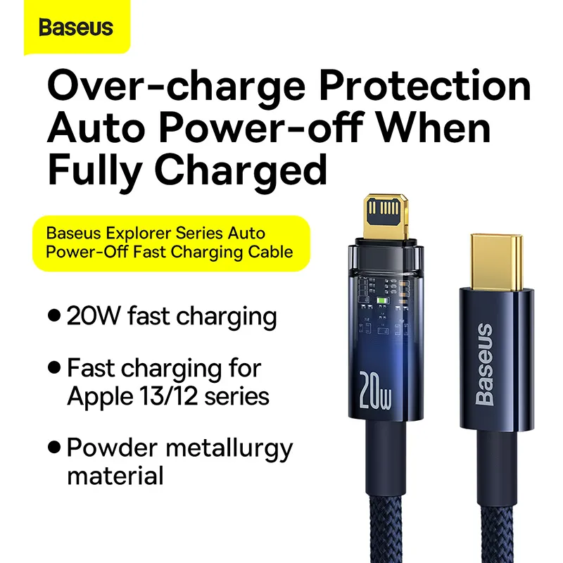 Baseus Explorer Series USB C Lightning Cable 20W 2m Blue 1