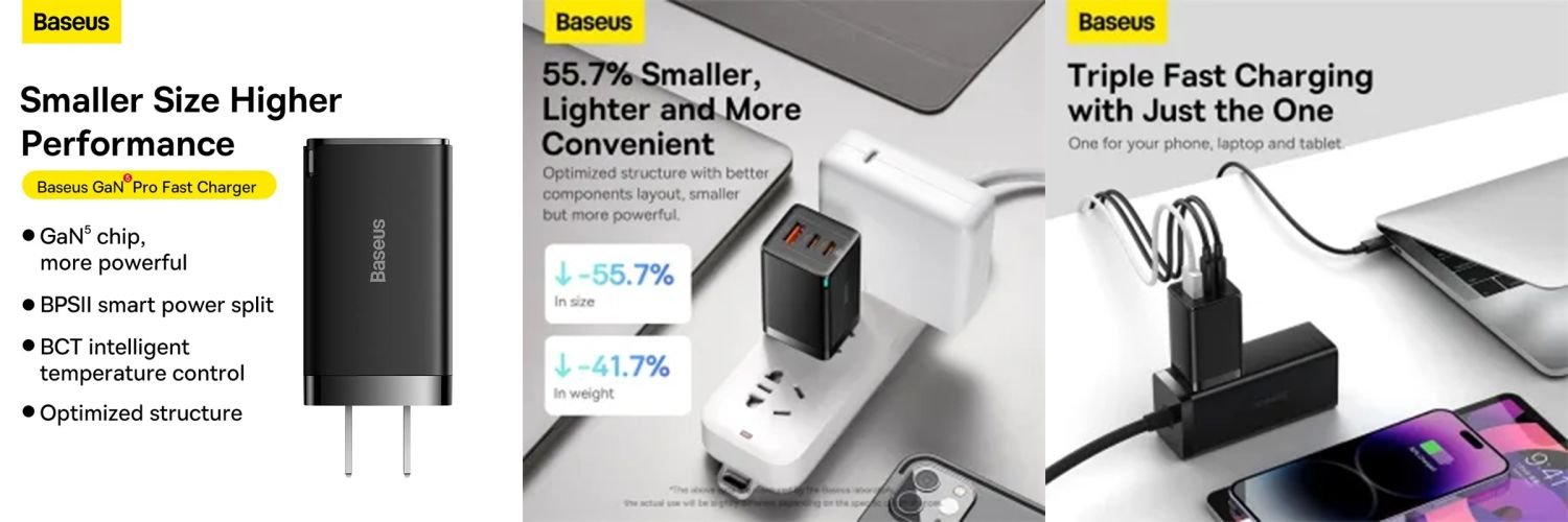 Baseus GaN5 Pro 65W 2CU Fast Charger 1
