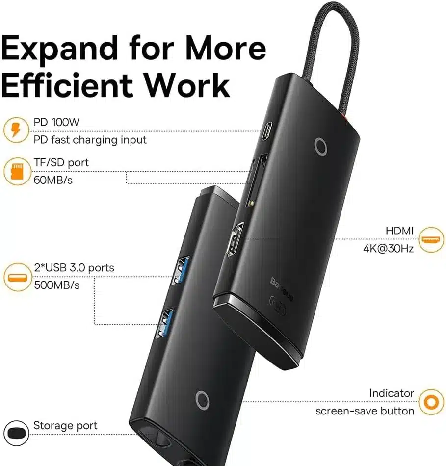 Baseus Lite Series 6 Port Type C HUB Docking Station BS OH020 4