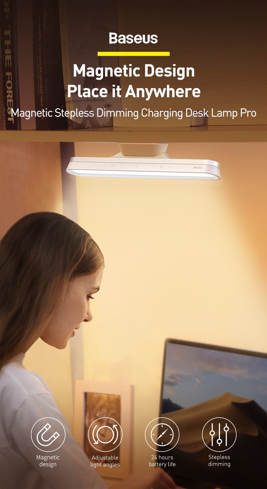 Baseus Magnetic Stepless Dimming Charging Desk Lamp Pro 1