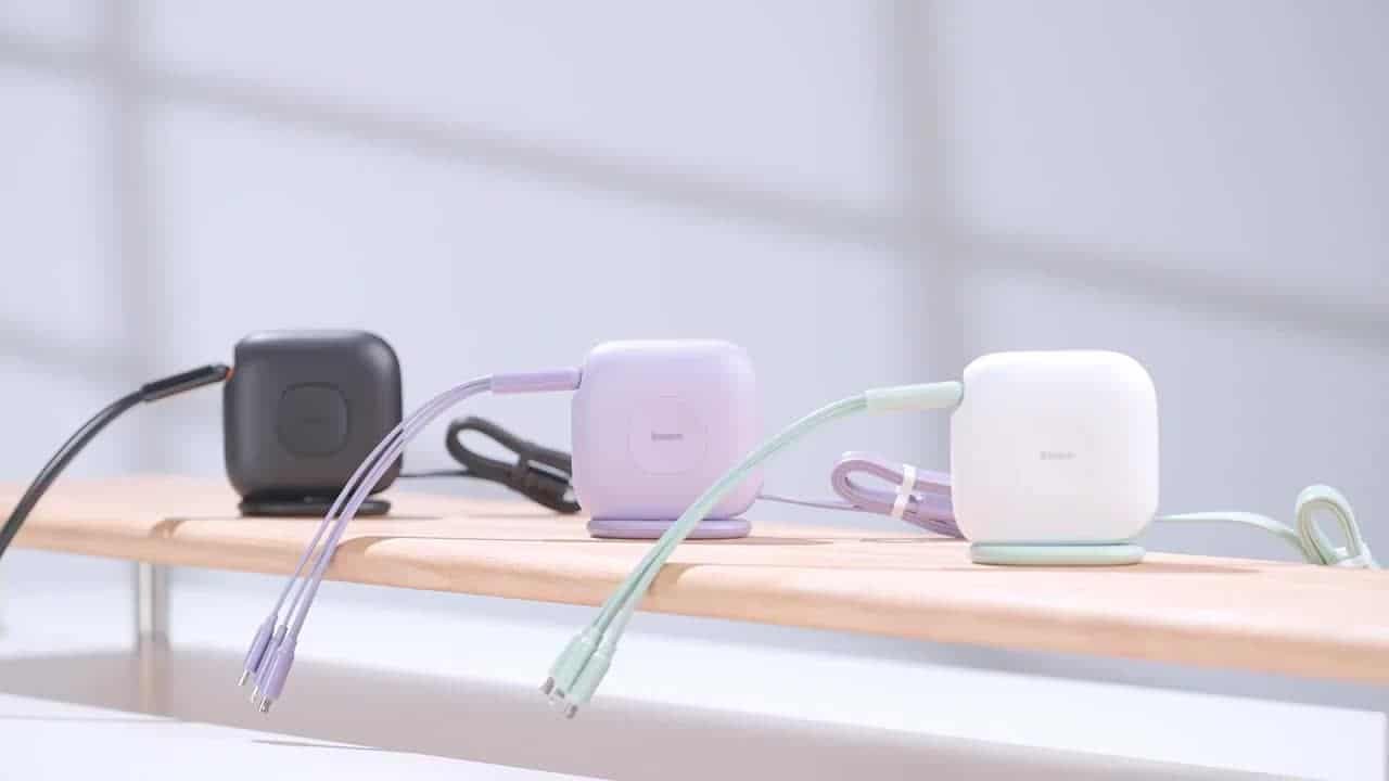 Baseus Traction Series 100W Retractable 3 in 1 Fast Charging Cable Desktop Organizer Type C to MLC 1