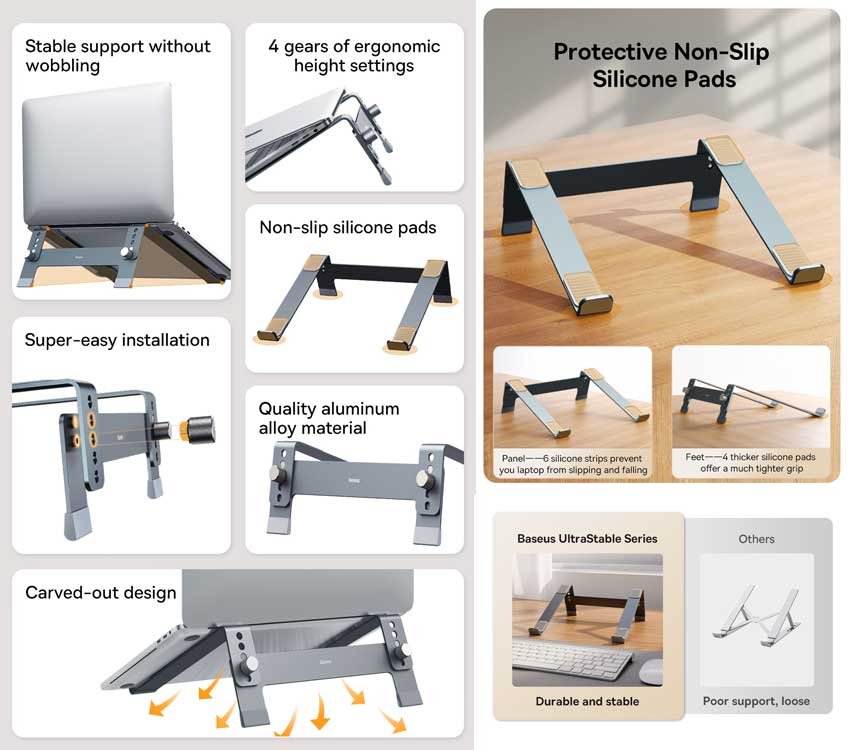 Baseus Ultrastable Series 4 Gear Adjustable Desktop Laptop Stand 1