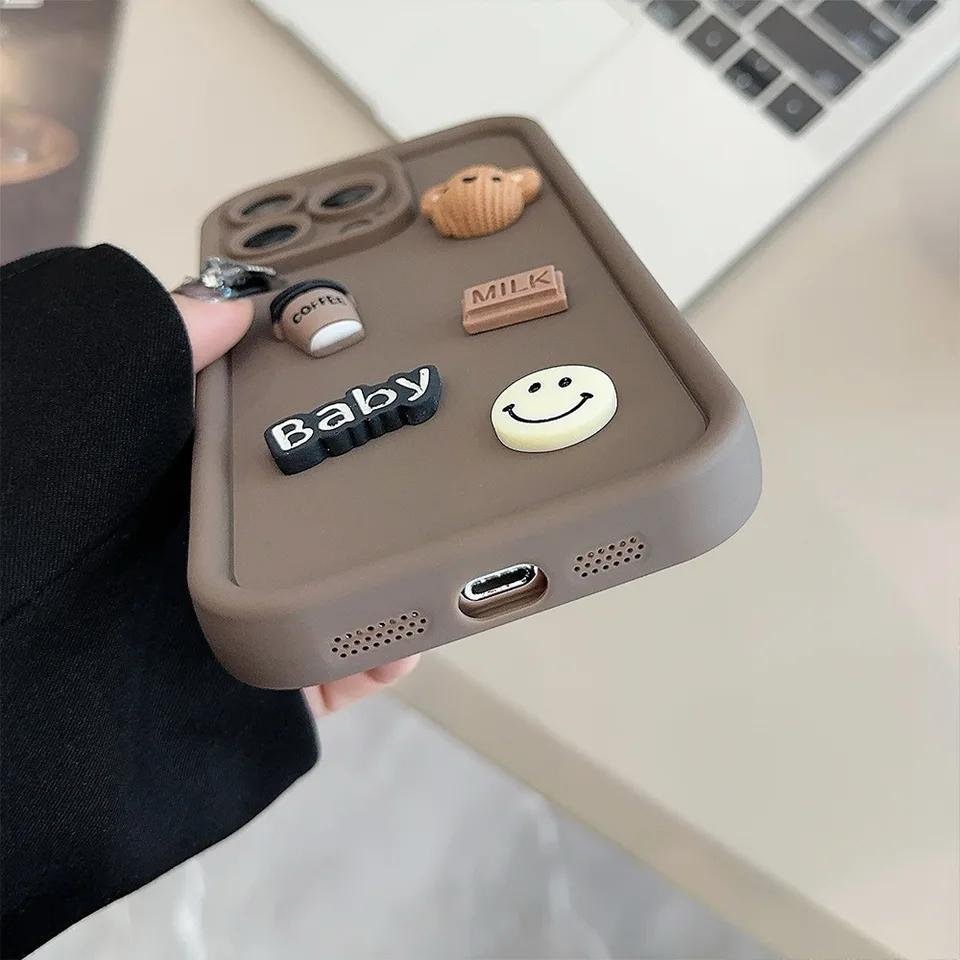 Cute 3D Bear Coffee Cartoon Case For iPhone 4