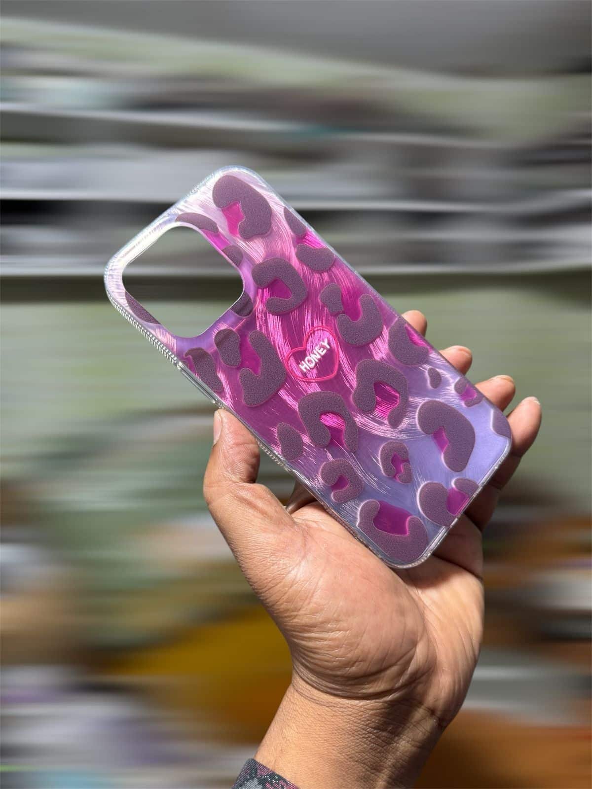 Honey Cute Pink Leopard Glossy Print Laser Case For iPhone 1