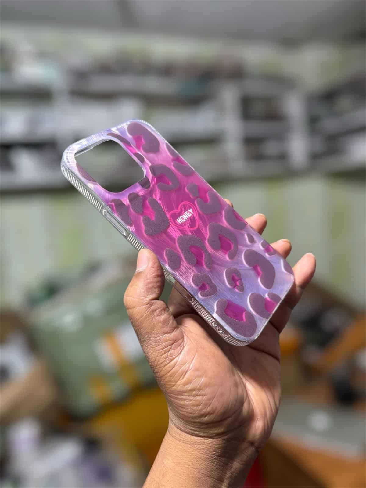 Honey Cute Pink Leopard Glossy Print Laser Case For iPhone 4